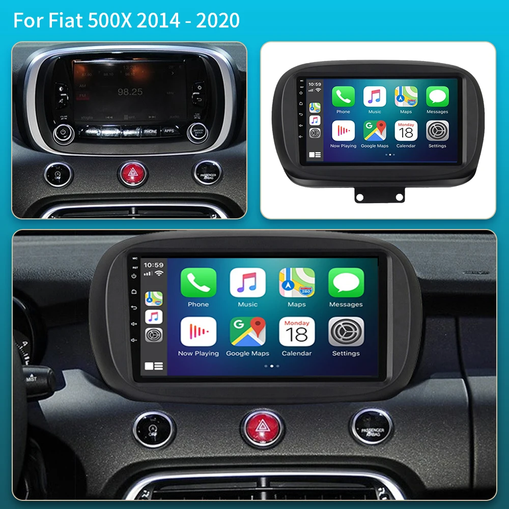 أندرويد 16 لشركة فيات 500X 2014-2020 2K QLED ستيريو راديو السيارة الوسائط المتعددة مشغل فيديو GPS AI صوت CarPlay رئيس وحدة الملاحة 5G #2