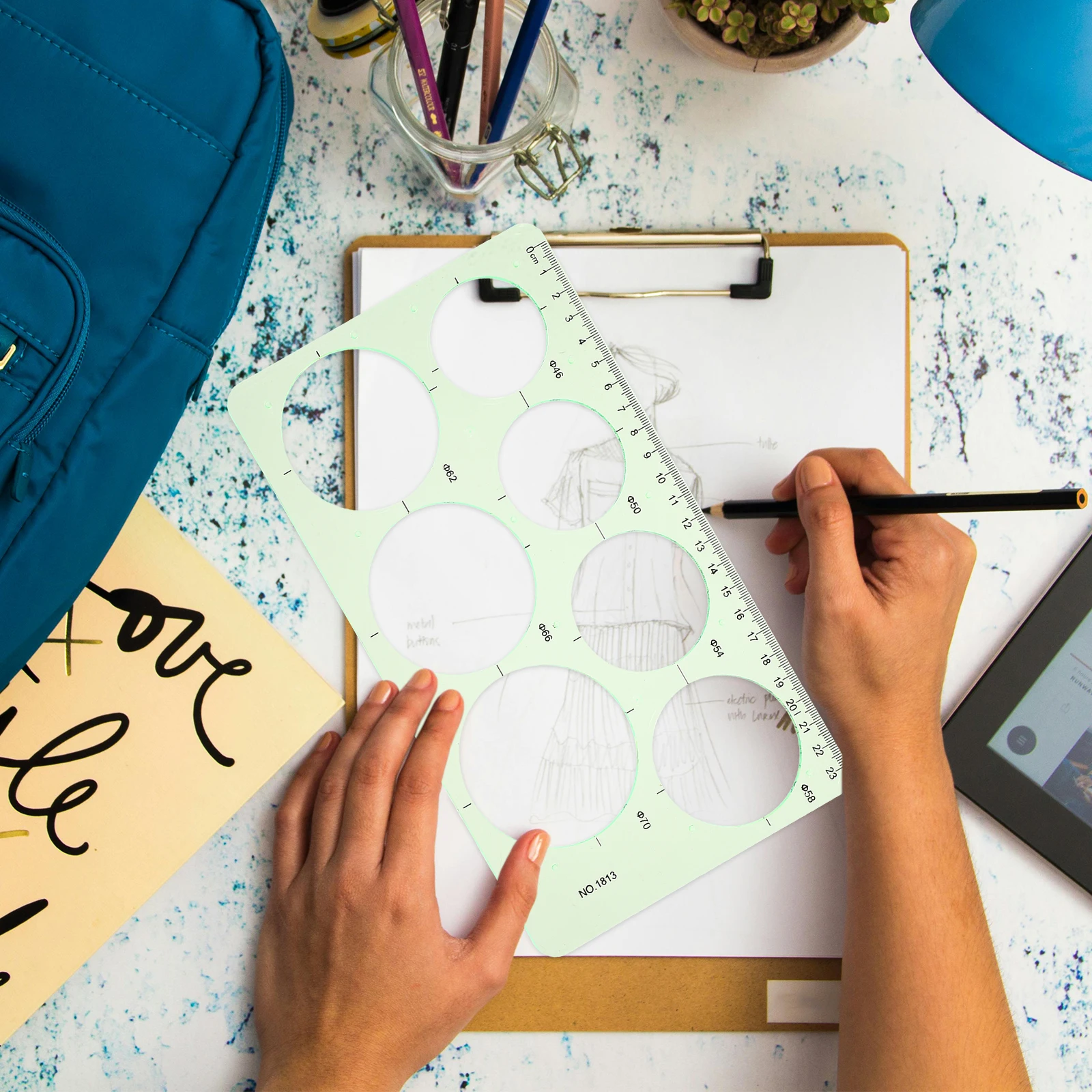 3pcs Drawing Template Geometric Shapes Stencils Plastic DIY Hollow Out Students Drafting Ruler Lightweight Safe Material Indoor