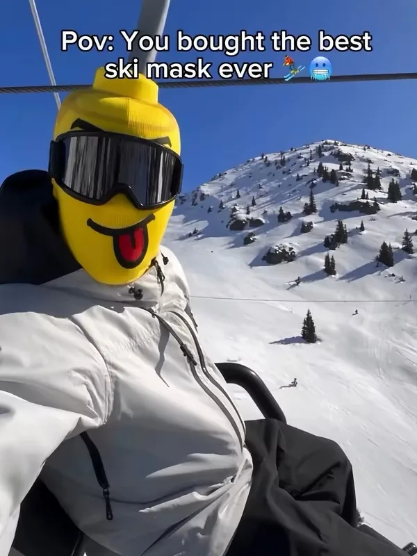 2027 Simulation Snowboard Face Mask Outdoor Cycling Windproof Head Cover Toy Block Person Printed Yellow Man Mask Funny Design ﻿