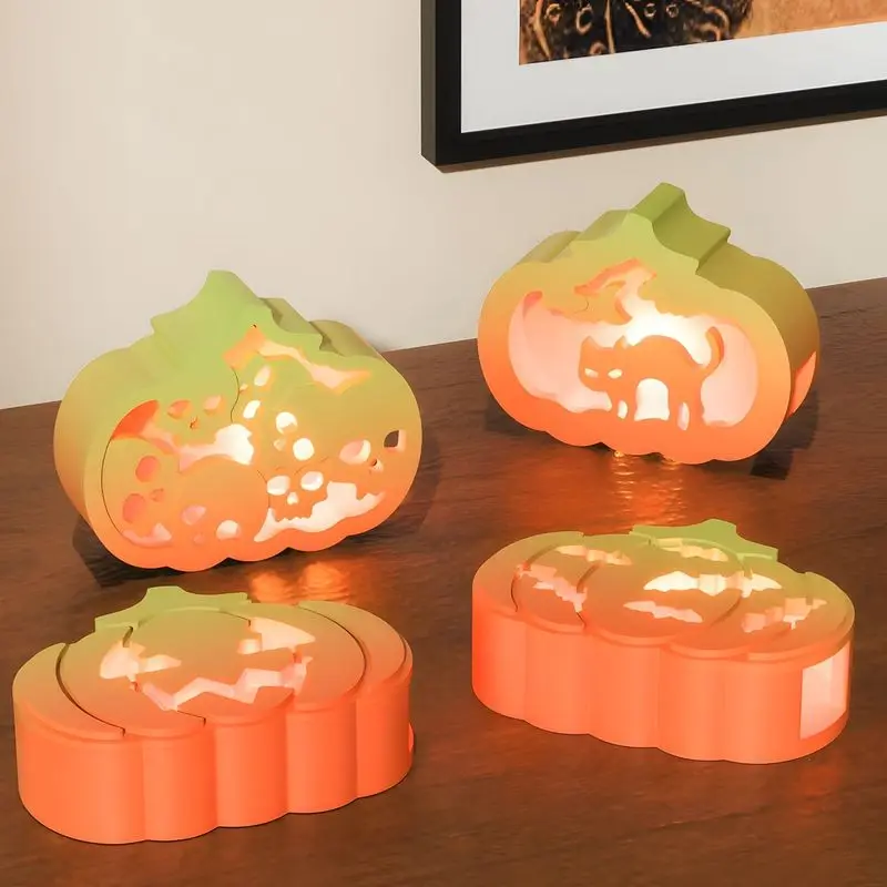 5PCS Halloween Hollow Pumpkin DIY Glue Mold Atmosphere Lamp Decoration Item Silicone Mold Party Decorations for Hallowmas