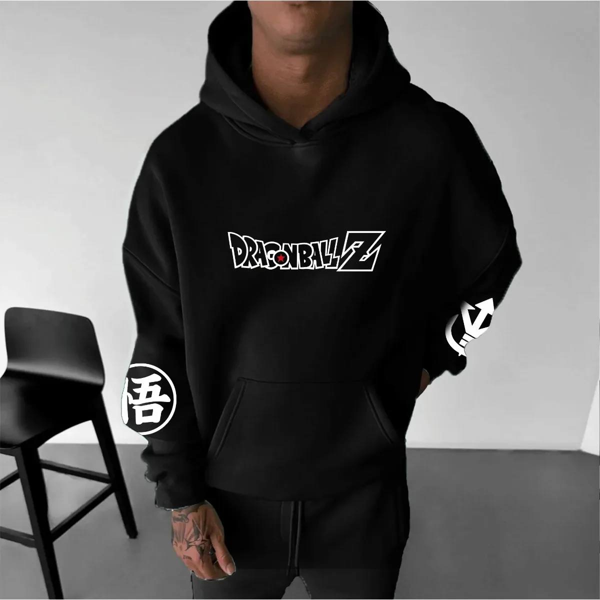 دراغون بول تريند انفجار جوكو سوبر سايان الله هوديي أسود أبيض الظهر طباعة اليابانية كم نص الشارع الشهير عادية تأثيري #4