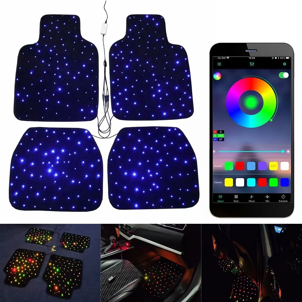 

Fiber Optic Starlight Car Floor Mats Star light LED Rugs With APP Remote Control