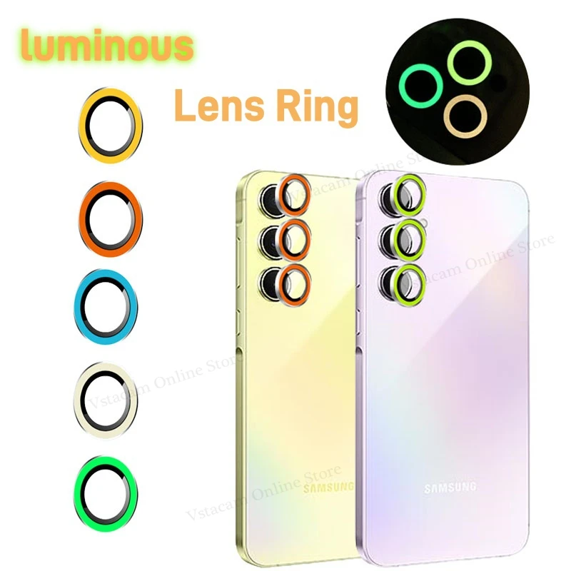 Luminous Camera Lens Protector For Samsung Galaxy A55 A35 A15 5G Protective Ring Glass On Sansung A 55 35 15 Back Lens Film