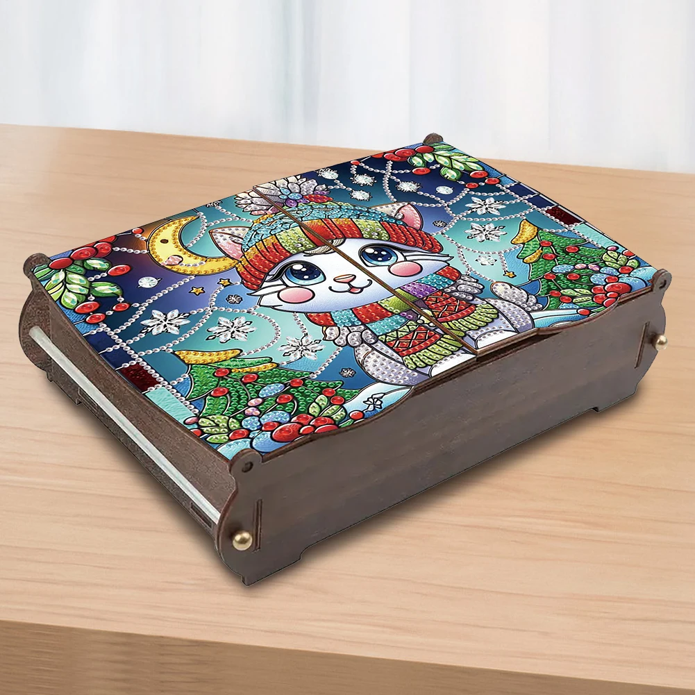 5D DIY Diamond Art Handmade Storage Box Partial Drill Rhinestones Decorative Storage Box Crystal Storage Case Kit for Home Decor