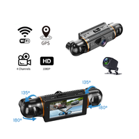 Car Dash Cam 4 Channel Black Box With GPS WIFI FHD 1080P Front Driving Camera Left Right Rear Night Vision 24H Parking Monitor