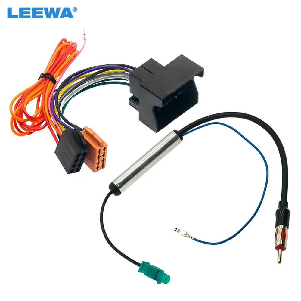 LEEWA ISO & Aerial Radio Harness Adaptor For VW Skoda & Audi With PQ Quadlock