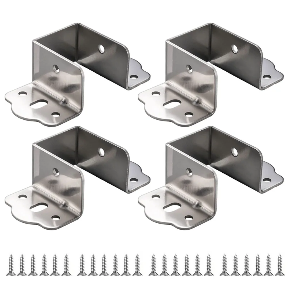 4PCS Silver Gold U Bracket Bed Rail Supports Duty Stamped Steel Corner Hinges For Wood Bed Frame Construction Repair Tool