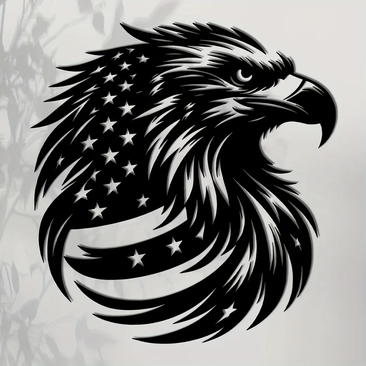 1pc CIFBUY Metal Wall Art,2D Flat Laser Cut American Flag Eagle Iron Hanging Sculpture,Rustproof Powder‑Coated Wall Decor
