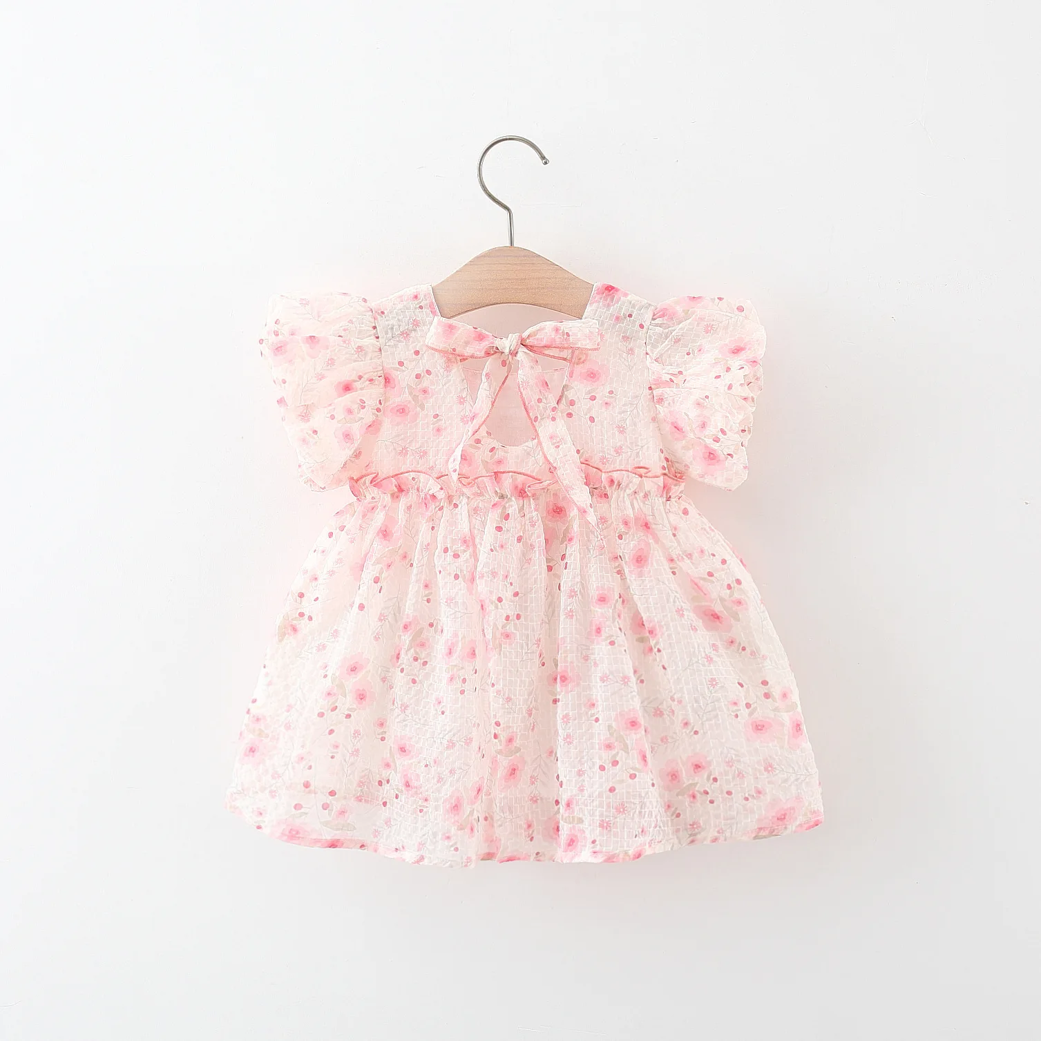 Vestido de princesa de manga corta con flores pequeñas para niña, vestido de fiesta de cumpleaños, gasa, verano, 0 a 3 años