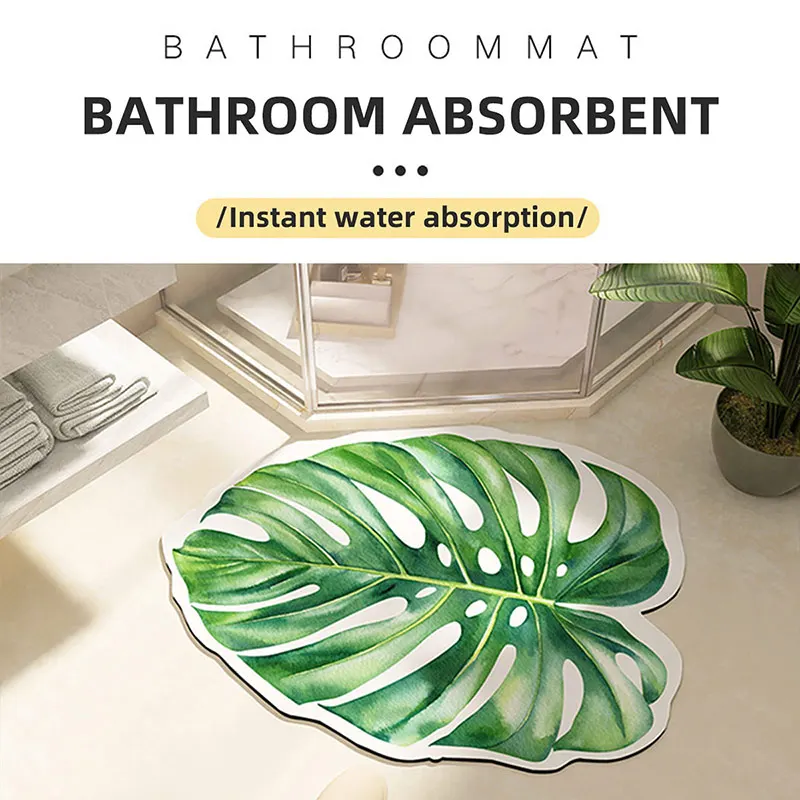 Super Absorbent Bath Mat Leaf Shape Bathroom Rug Floor Foot Mats Toilet Carpet Non-slip Shower Mat Bathtub Accessories