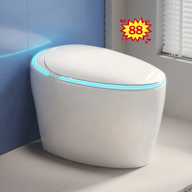 Toilette elettrica a filo automatico a forma di uovo di lusso Bidet intelligente WC Bagno Toilette intelligenti con telecomando