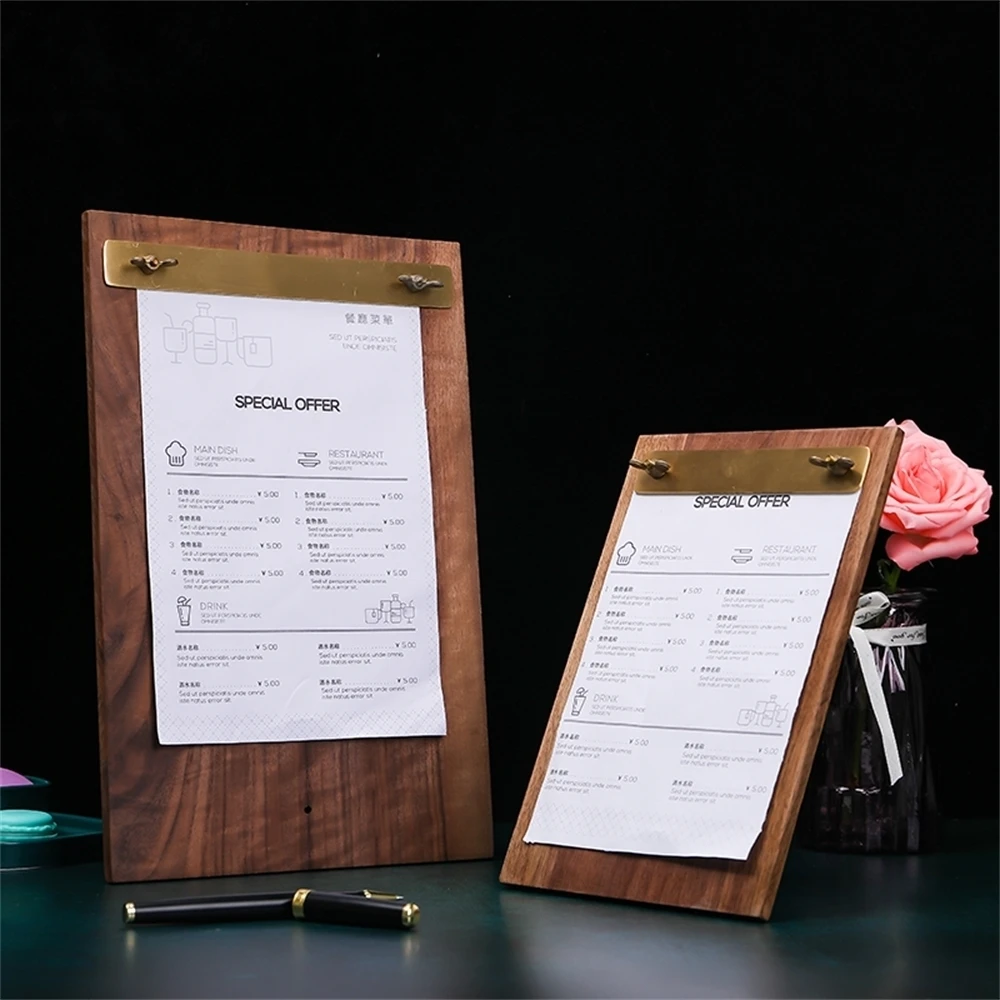 Space Ins Design Paper List Picture Display A4 Menu Folder Stand Bar Info Ticket Clip Wooden Backing Plate A5