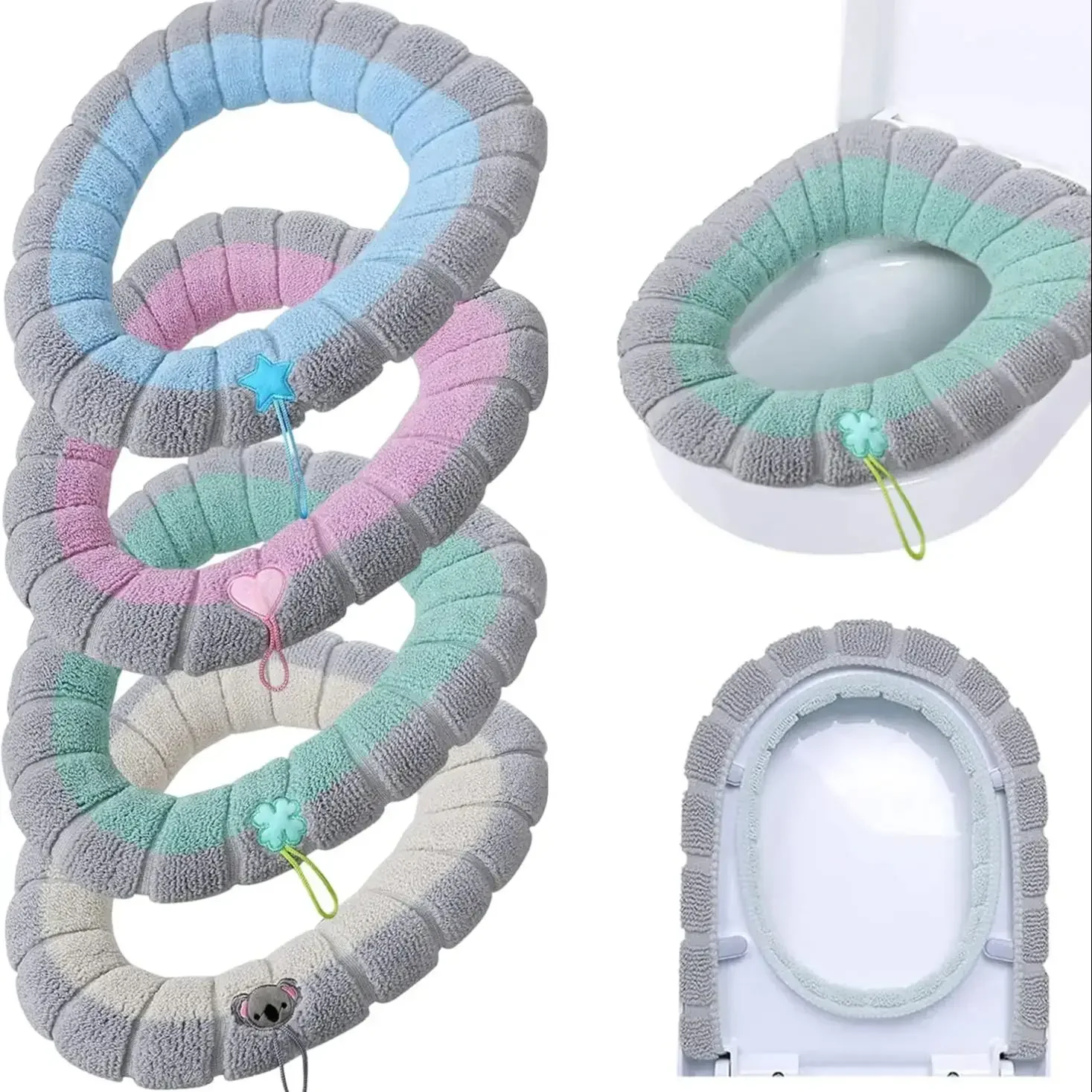 1 Stück dickes, weiches Toilettensitzpolster mit Griff – Essential Toilettenkissenbezug für Badezimmer
