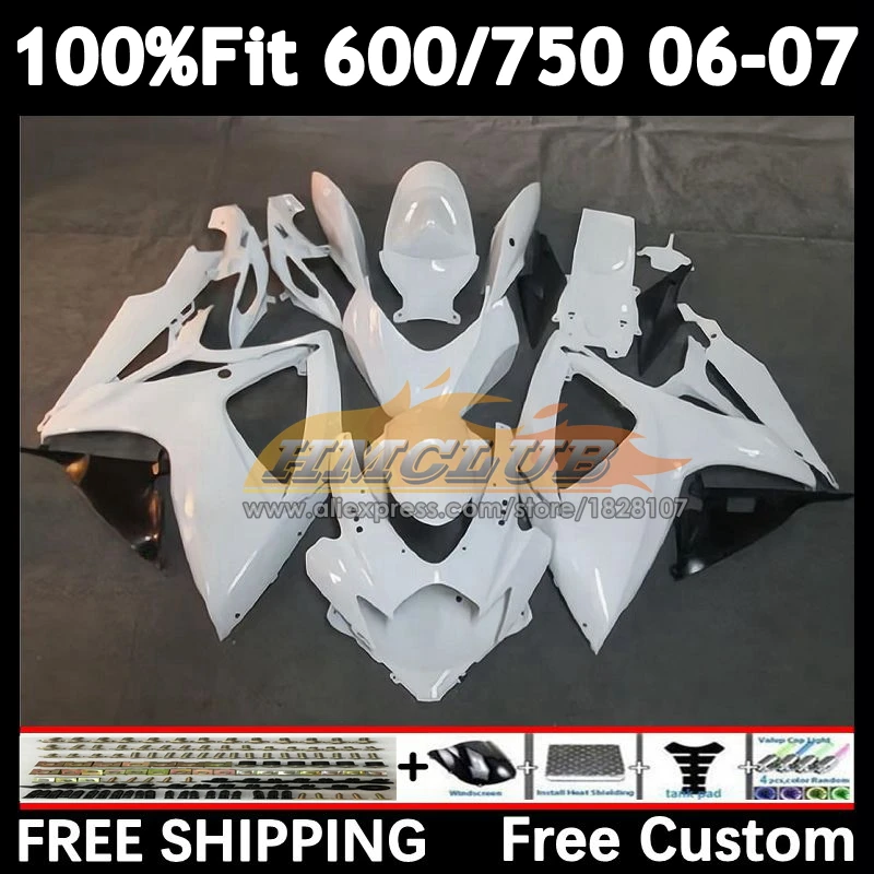 Injection Kit For SUZUKI GSXR600 GSXR 600 750 CC 2006 2007 14No.16 white stock GSXR-750 600CC GSXR750 GSXR-600 K6 06 07 Fairing