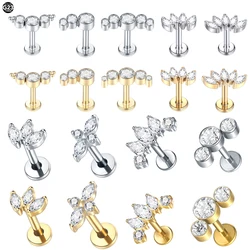 10Pcs/lot G23 Titanium Ear Cartilage Tragus Piercing Internally Threaded Earring Stud Labret Piercing Lip Ring Body Jewelry 16G
