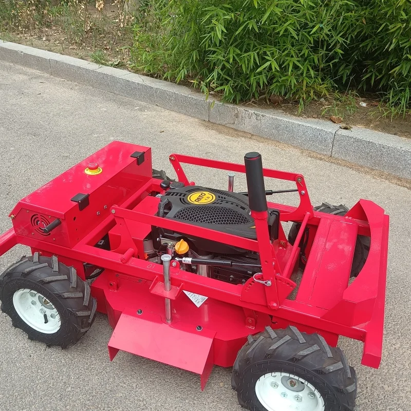 Robot pemotong rumput kendali jarak jauh taman mesin pemotong rumput kecil beroda jarak jauh yang disesuaikan