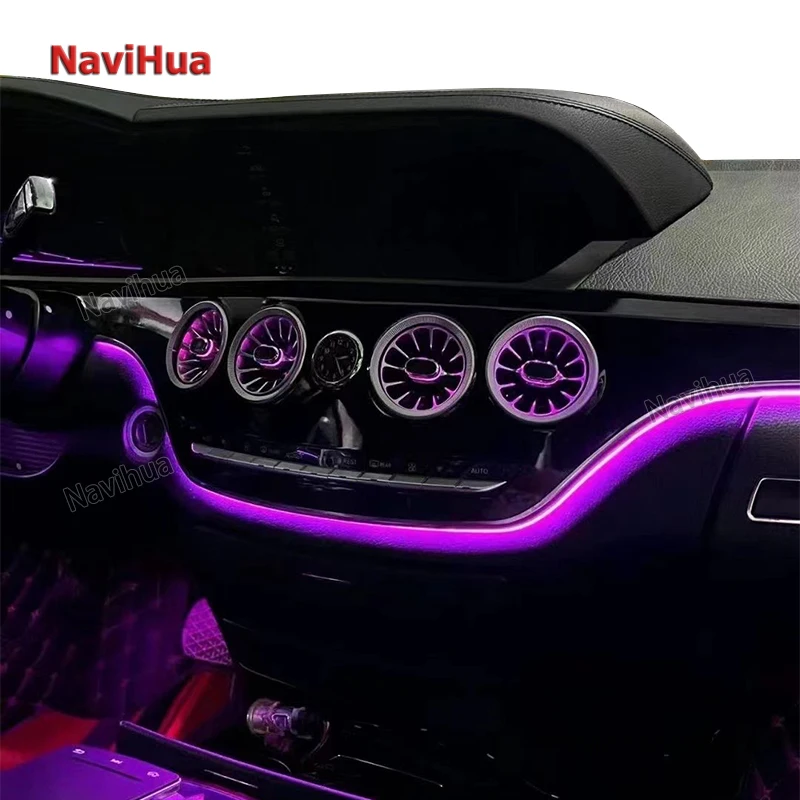 

Вентиляционное отверстие Navihua, внутреннее окружающее освещение, меняющее цвет, светодиодные фонари для Mercedes Benz S Series W221, обновленный к W222