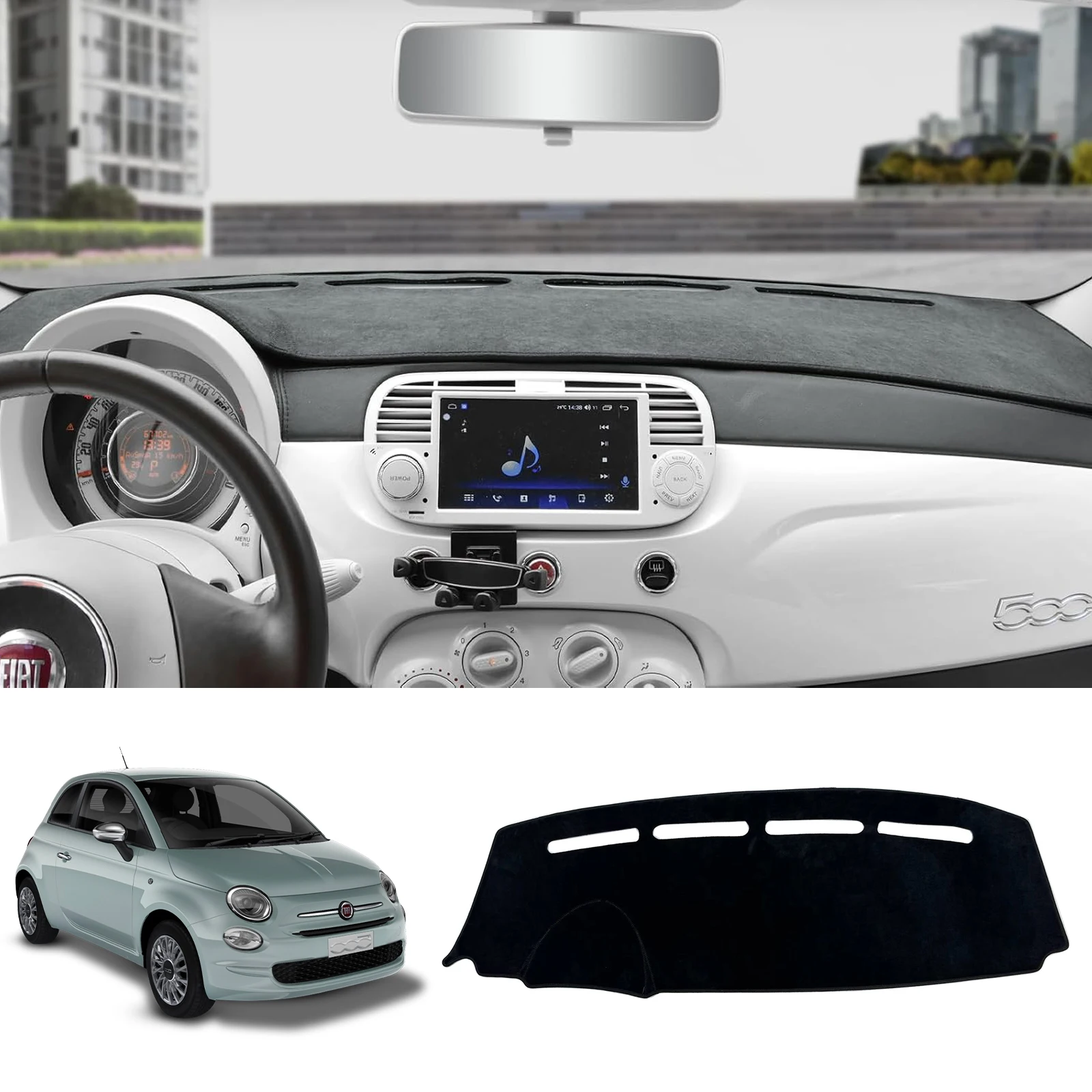 

Car Dashboard Pad for Fiat 500 2008-2023 Interior Accessories Sunshade Protective Cover Dash Mat Dashmat