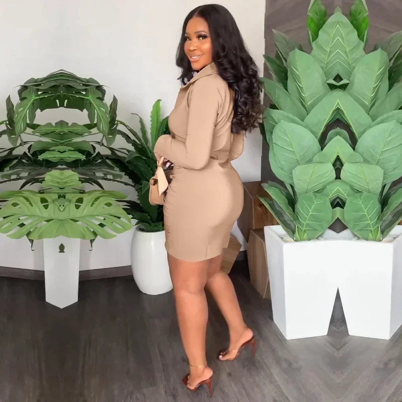 GUWU primavera manga larga cuello vuelto fruncido abrigo Mini vestido camisero mujeres elegante Clubwear fiesta blusa Irregular vestido estilo