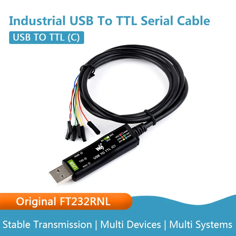 Industrial USB to TTL Serial Cable USB TO TTL (C), Original FT232RNL, Stable Transmission Multi Devices Multi Systems