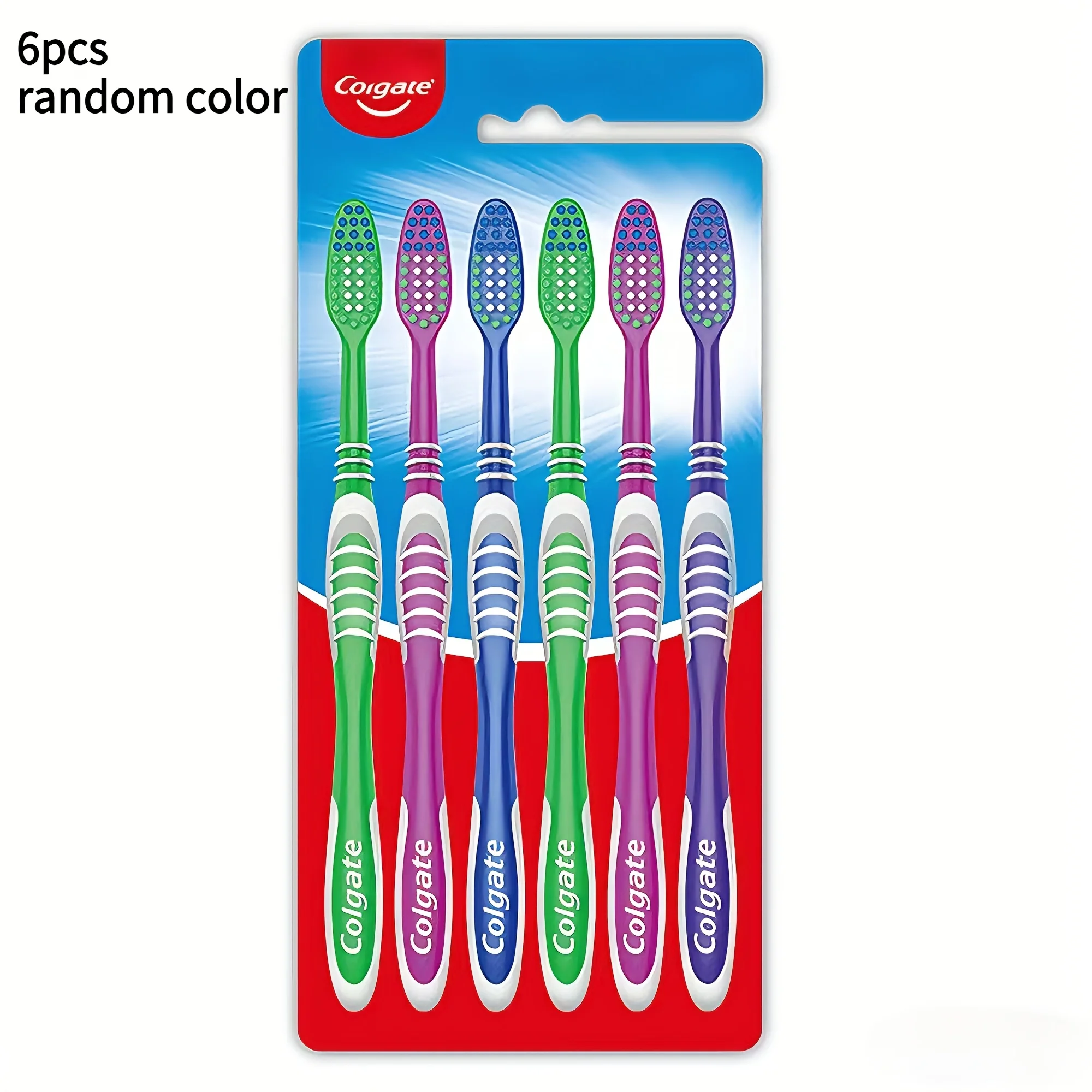 Colgate 6PCS Adult Daily Toothbrush Medium Hard Bristles Multi Purpose Household Travel Oral Cleaning Goods