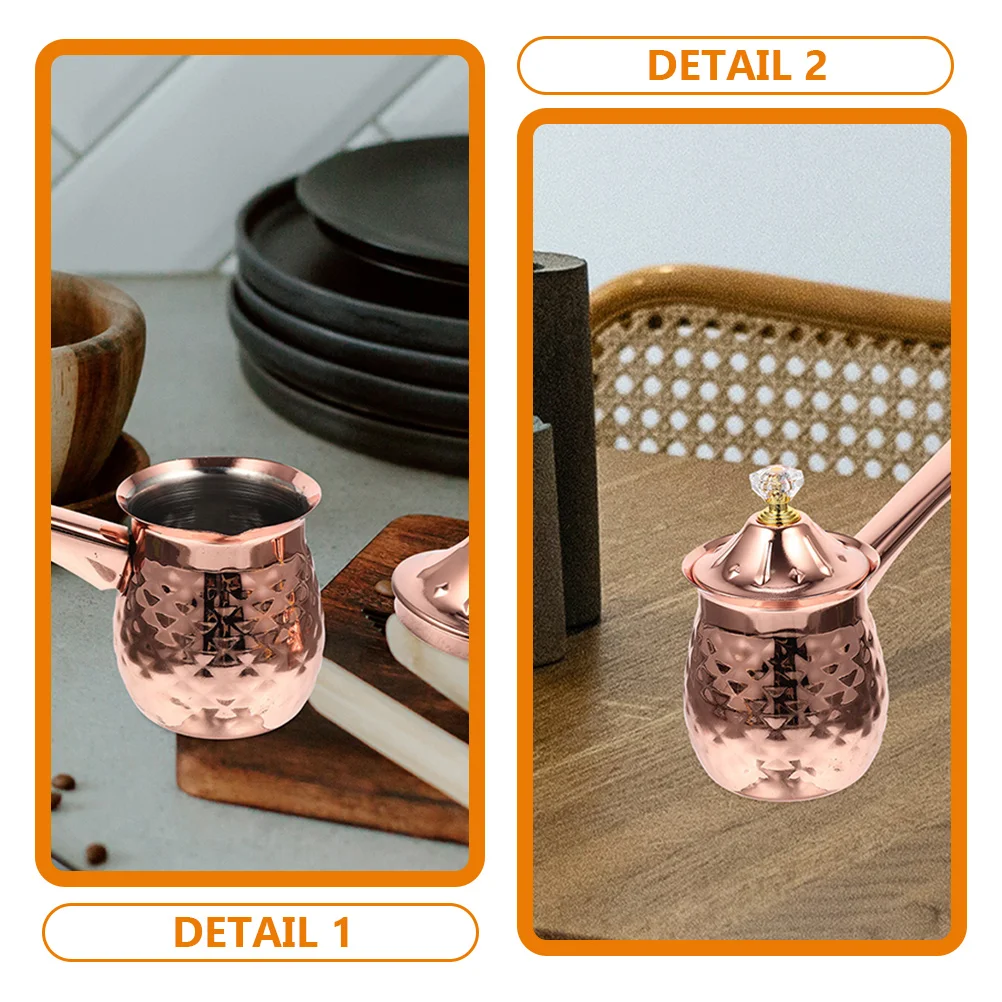 

Turkish Coffee Pot 600ml Rose Gold Stovetop Milk Steamer Saucer Stainless Pots Tea Maker Small Pot For Cooking Not