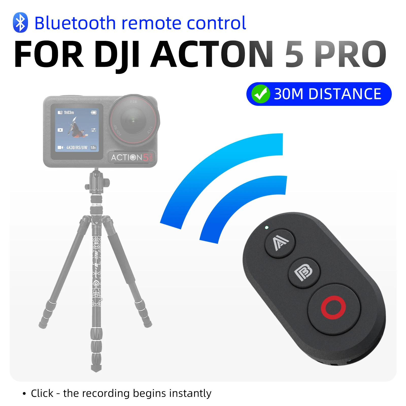

Bluetooth Remote Control for DJI Osmo Action 5 Pro Action 4, Photography Shutter Release Button Controller Camera Accessories