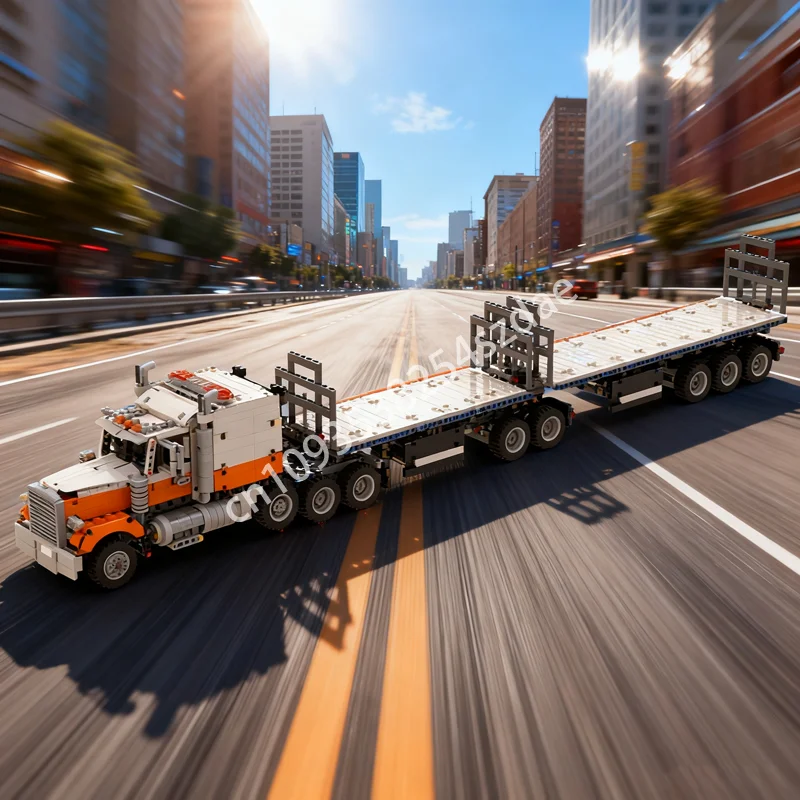 2589pcs MOC Truck B Double Trailer Road Train Model Building Toy Blocks Construction DIY Creative Idea Brick Christmas Gift Kids