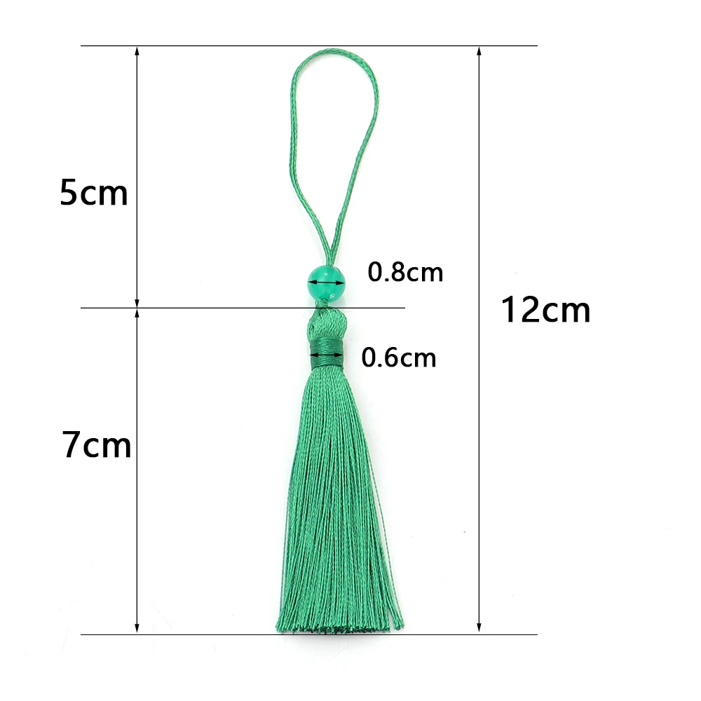 10pcs Polyester Silk Tassel Fringe 12cm Tassels Handmade Soft Craft Tassels Mini Beaded Tassels for Bookmarks Jewelry Making