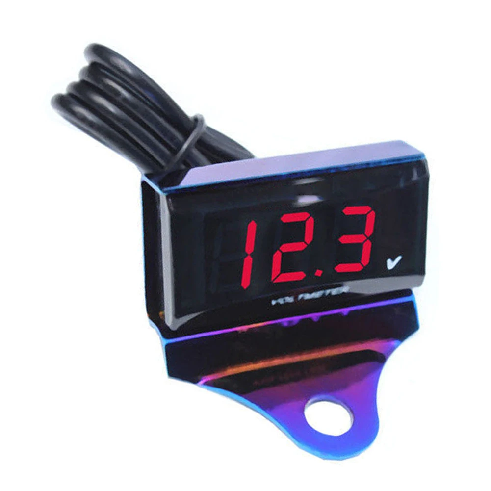 Red LED Universal Motorcycle Digital Voltmeter Display Waterproof Voltage Meter 10-150V