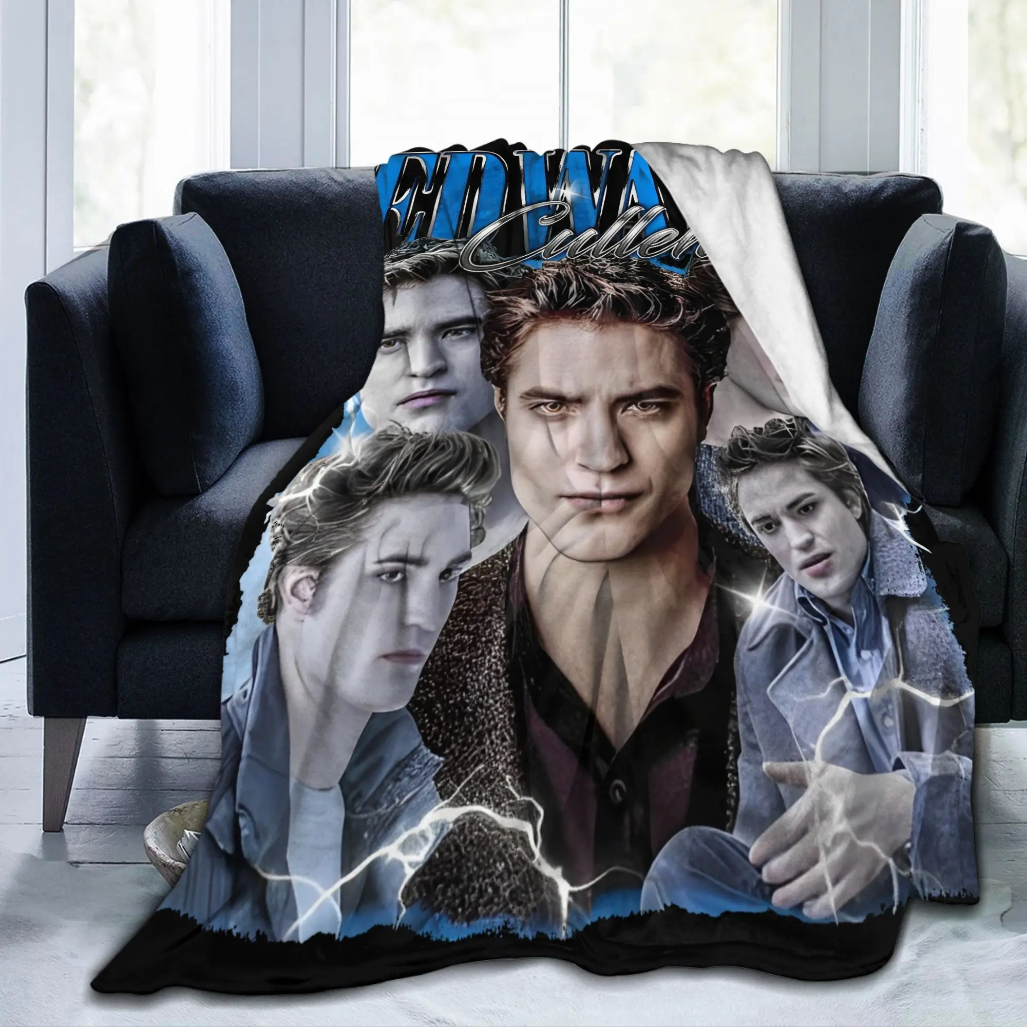 Edward Cullen Bootleg Vintage Twilight  Blanket Fleece Winter   Multifunction Super Warm Throw Blanket for Bedding Car Rug Piece