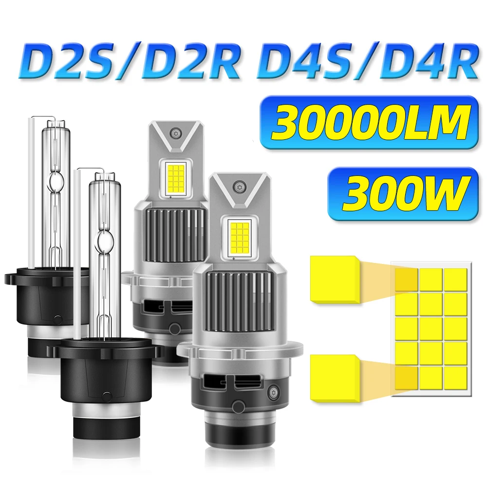 300W HID Xenon Headlights 30000LM D2S D2R D4S D4R LED Car Lights 6000K Double Copper Tube Xenon Lamps 12V Auto Headlamp Bulbs