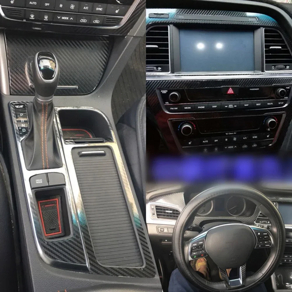 

Decals Stickers Car 1 Set Of Style Black Cover Interior Molding Vinyl For Hyundai Sonata 9 2015-2017 High Quality