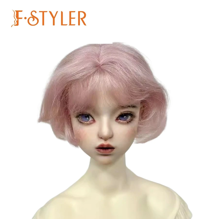 

FStyler Full Size Dolls Wig with Bangs Short Mohair Soft Hair Big Size Wigs for BJD 1/8 1/6 1/4 1/3