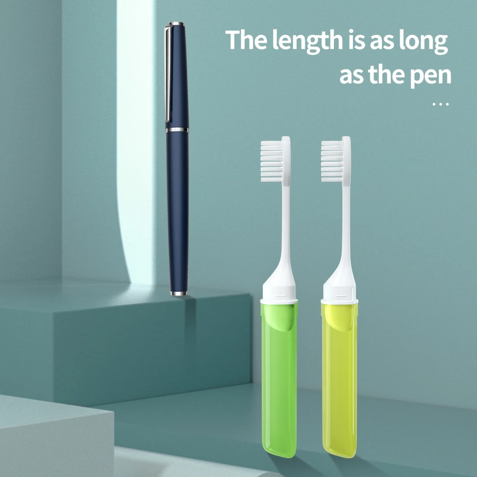 Mini Cepillo de Dientes de Viaje Plegable Portátil, Cepillo Dental Pequeño para Adultos en Colores Transparentes de Caramelo 4