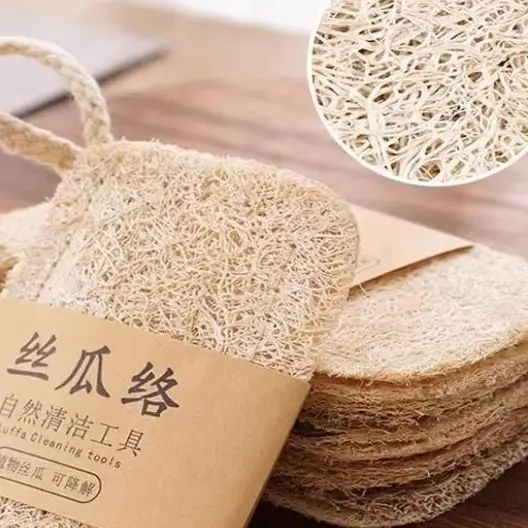 6Pcs Natural Luffa DishTowel Washing Cloth Sponge Loofah Scrub Pad Dish Pot Oil Stain Removing Scrubber Kitchen Clean BrushesPad