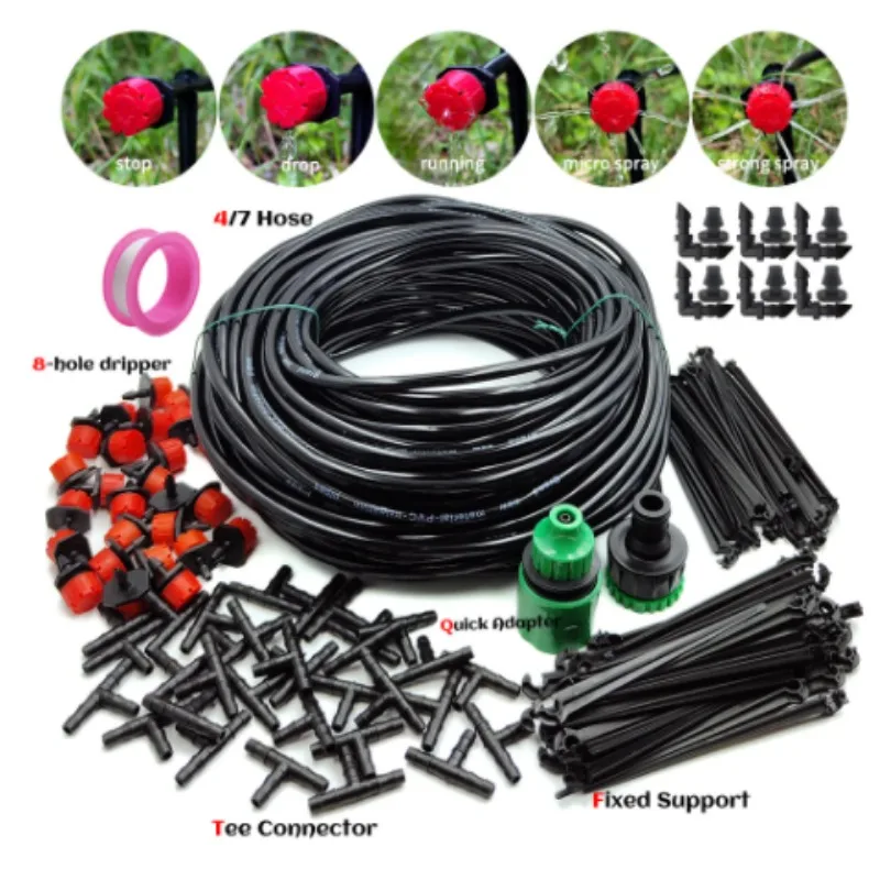 10-30M Garden 1/4'' Drip Irrigation Kit Automatic Watering System Nozzles for Farmland Bonsai Plant Flower Vegetable Greenhouse