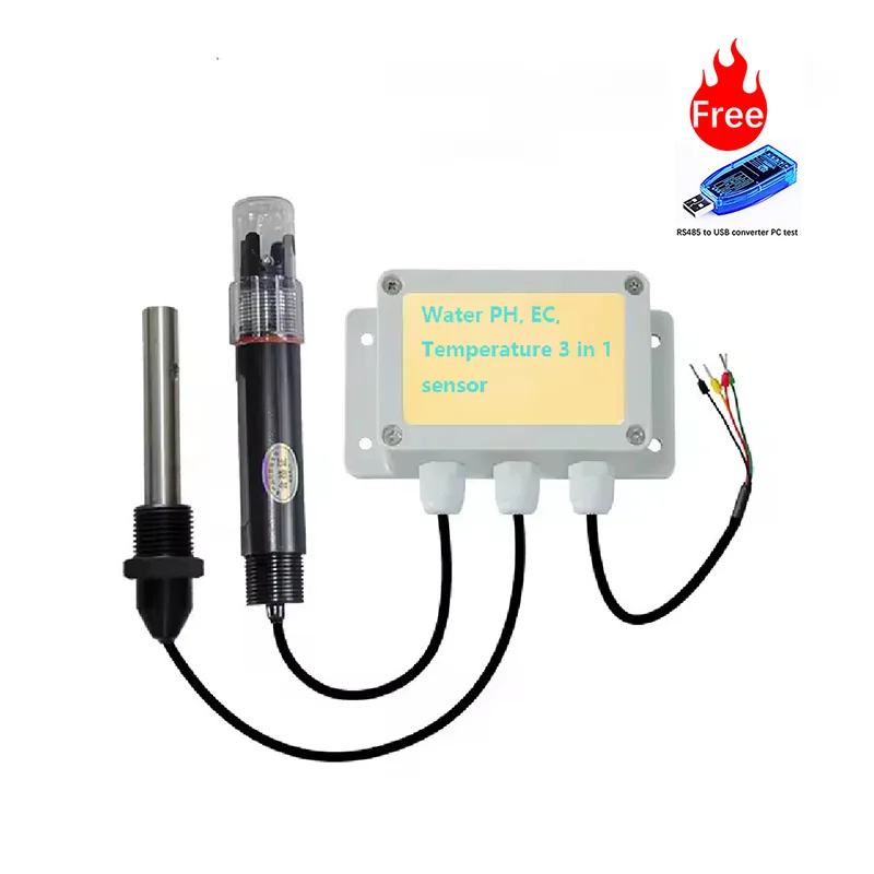 CE RS485 MULTI PARAMETER WATER EC PH PROBE 3 IN 1  SENSOR  WATER QUALITY ANALYSIS ELECTRODE FOR WATER TREATMENT