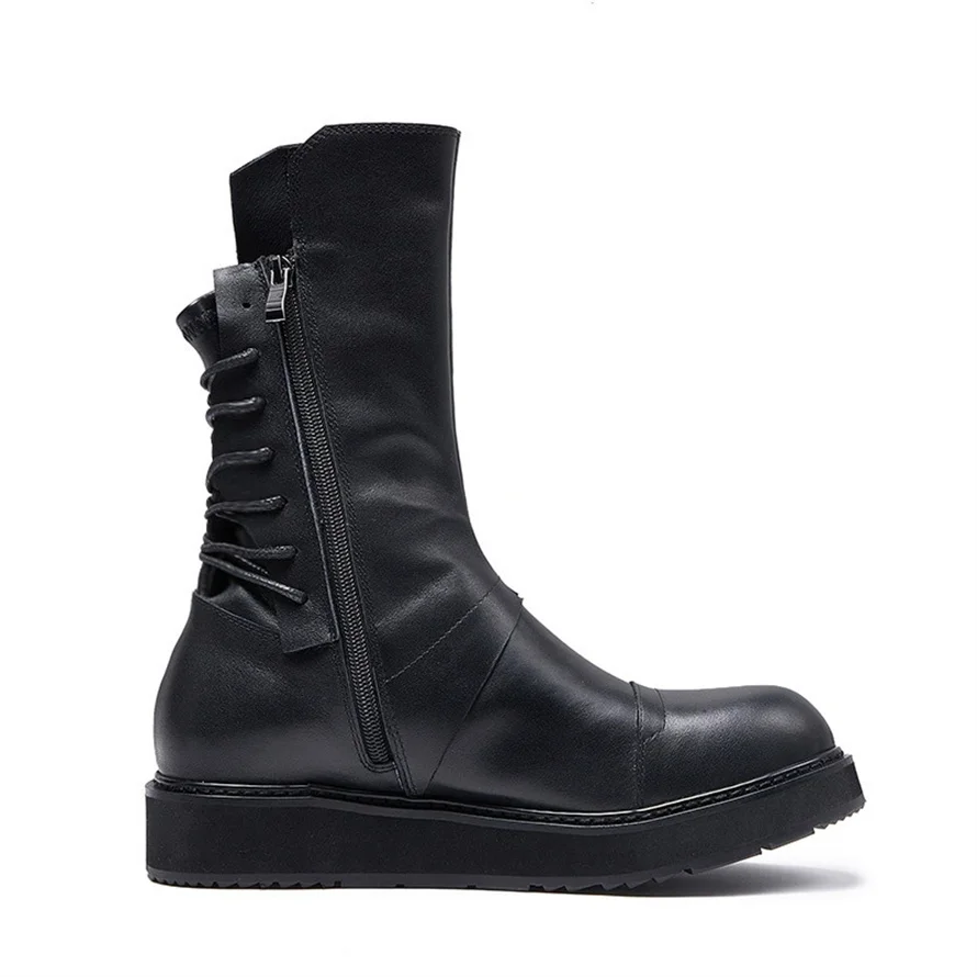 Handmade Nappa genuine Leather College Young Fashion Knight High Platform Boots