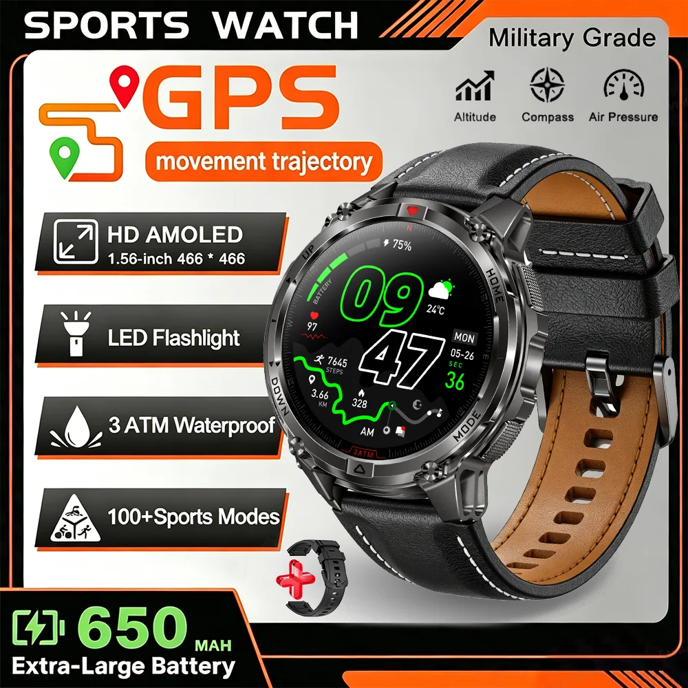 Durable Adult Smart Watch with GPS and Compass