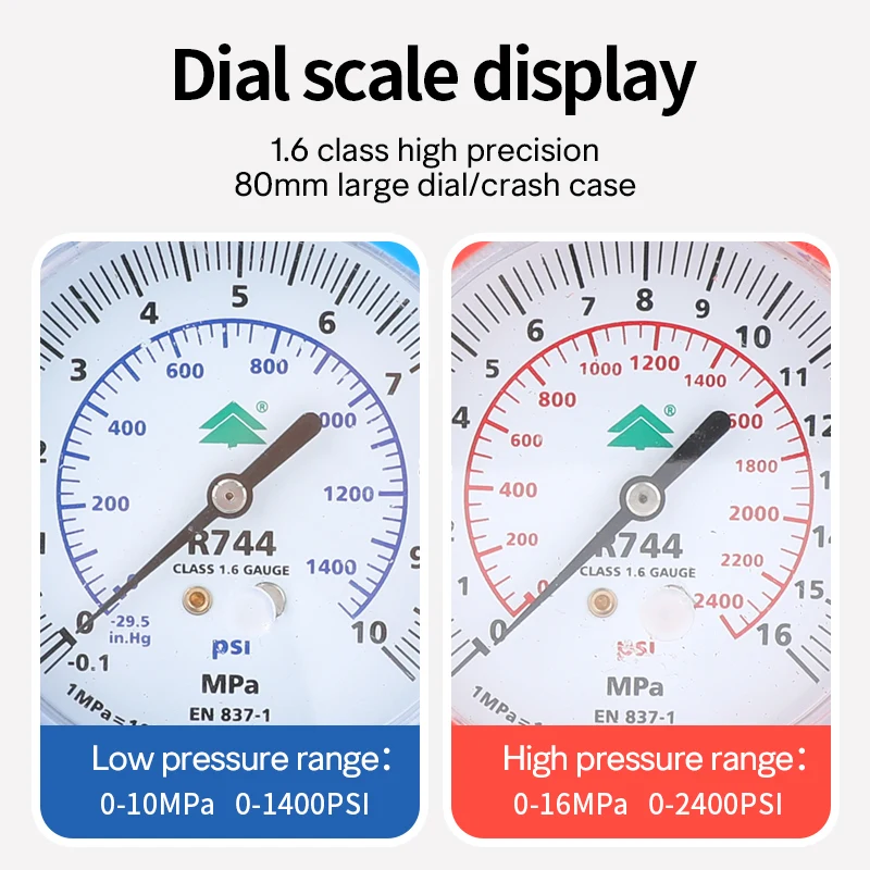 Pressure Gauge HS-R744 Carbon Dioxide Fluoride Meter Air Conditioning Refrigerant Table CO2 Snow Gauge