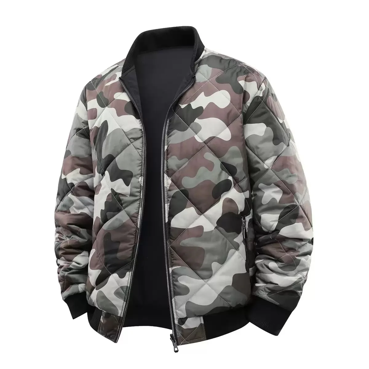 Winter New Fashion Trend Retro Printed Thick Warm Cotton Jacket For Men's Casual Loose Sports High-Quality Plus Size Jacket
