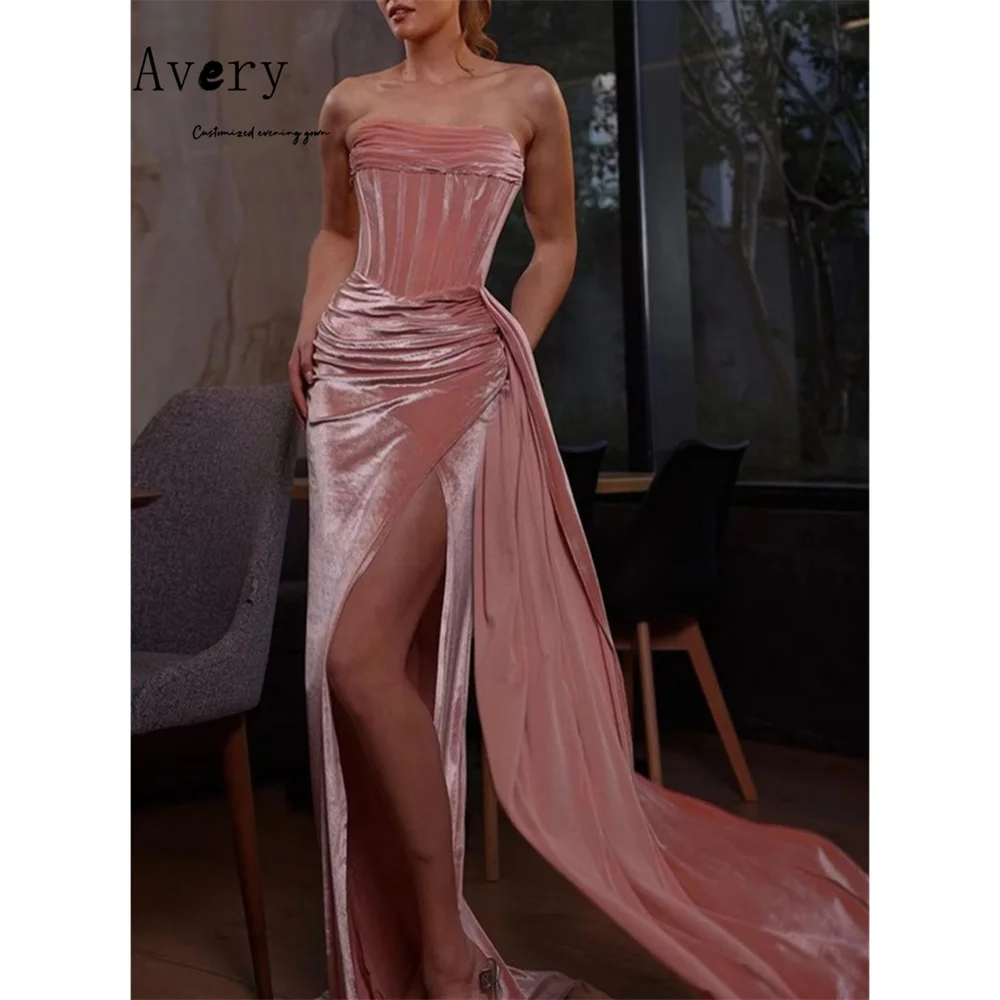 

Avery Custom Pink Shiny Side Slit Fishtail Party Long Dress Luxury Women's Elegant Party Dresses Prom Dresses 2026 Evening Woman
