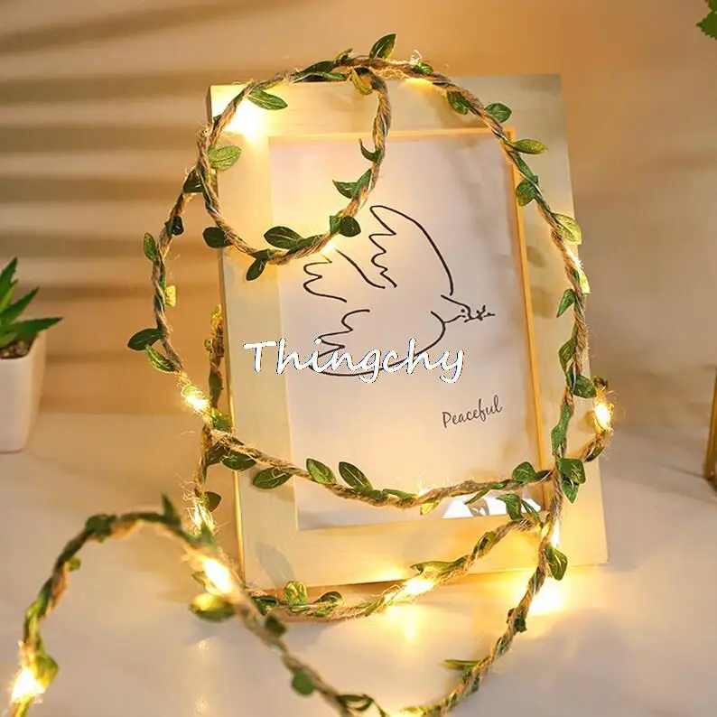 Green Leaf LED Fairy Light Garland Light String Light Living Room Decor Artifical leaves with Rope Fairy Home Lighting