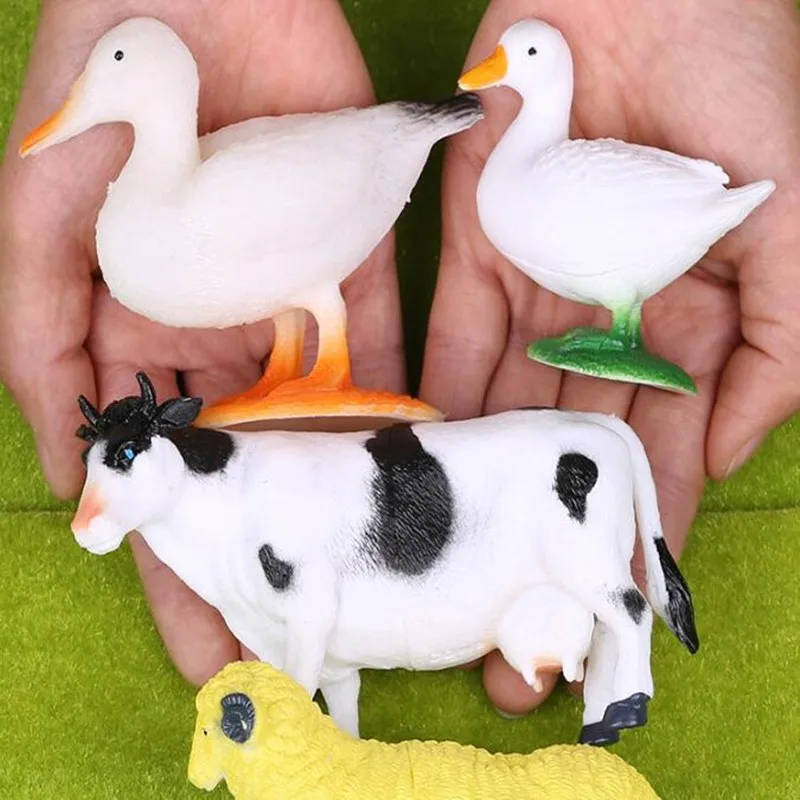 PVC Plastic Mini Farm Poultry Animals, Home Decor Figurines, Simulated Animals, Dog, Pig, Sheep, Chicken Model, Children Toys