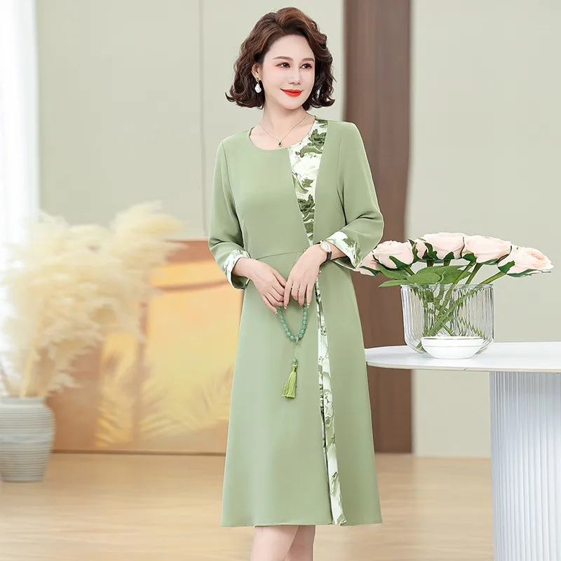 

NEW Slim Long Sleeve Ladies Elegant Dresses Autumn Elegant Thin Dress Patchwork Women's Clothing