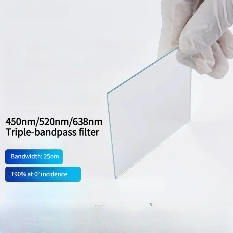 Triple-bandpass Filter 450nm/520nm/638nm 25nm Bandwidth T90% Red-Green-Blue Bandpass
