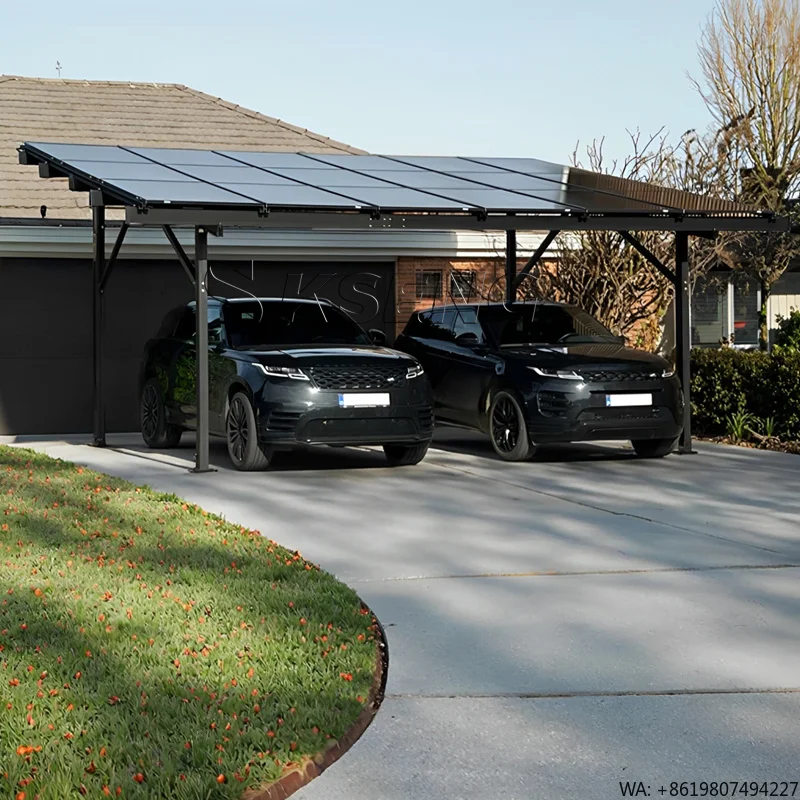 10KW Black Solar Carport Structural Aluminum Solar Car Port with Carport Mounting System for Ground Application Structure