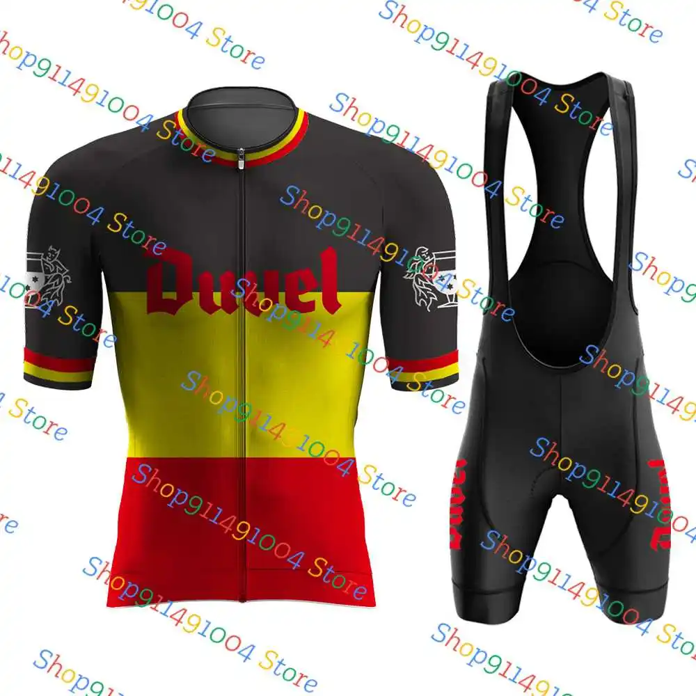 2024 Belgium Flag Duvel Drink Cycling Jersey Set Short Sleeve Cycling Clothing Mens Road Shirts Bicycle MTB Wear Maillot