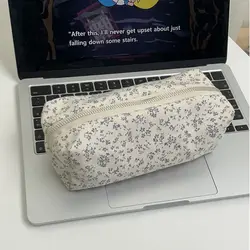 INS Floral Print Pen Bag Large Capacity Multifunctional Stationery Bag Pencil Case School Office